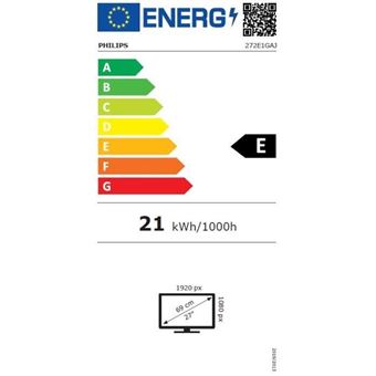 Philips E-line 272E1GAJ - Écran LED - 27" - 1920 x 1080 Full HD (1080p) @ 144 Hz - VA - 350 cd/m² - 4000:1 - 1 ms - HDMI, DisplayPort - haut-parleurs - noir/chrome foncé texturé