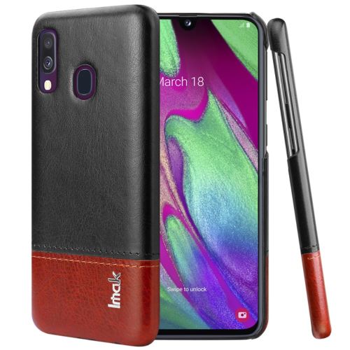 Coque en TPU + PU avec anti-déflagrant noir marron pour votre Samsung Galaxy A40