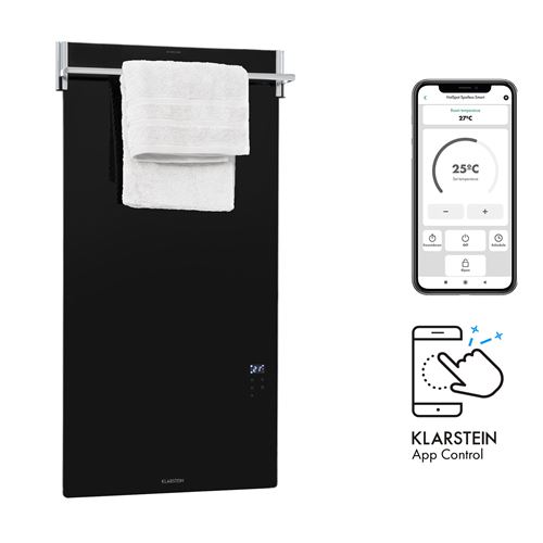 Klarstein HotSpot Crystal Spotless Smart Radiateur infrarouge connecté 750W, contrôle par app , Noir