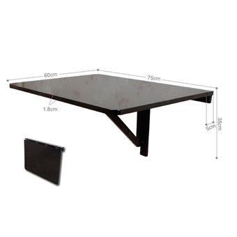 Sobuy Fwt01 Sch Table Murale Rabattable En Bois L75cm P60cm Noir