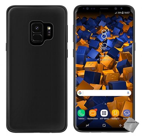 Housse etui coque pochette silicone gel fine pour Galaxy S9 avec film ecran - NOIR