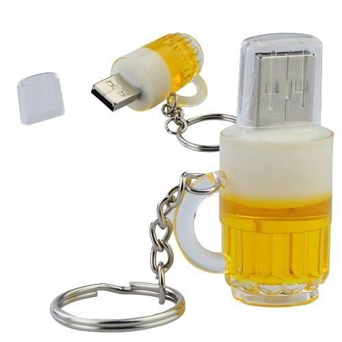 Bière Clé USB Flash Drive 16 Go mémoire Stick Stockage de Données en verre jaune