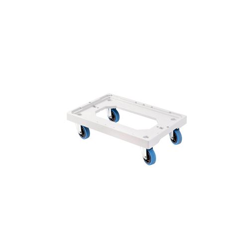 Socle rouleur 4 roues silence pivotantes dont 2 freins - chape inox
