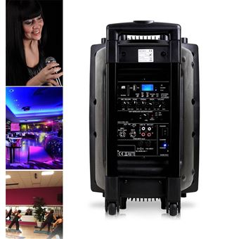 FONESTAR ENCEINTE SONO PORTABLE PRO PARTY KARAOKE LED RGB BLUETOOTH USB RADIO FM + MICRO MAIN