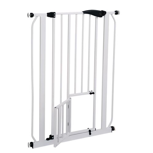 Ferplast Porte, barrière séparation pour chiens et chats PET GATE, grille d'intérieur, métal robuste verns blanc et plastique, fermeture de sécurité, ouverture sur les 2 côtés, 73 x h 150 cm