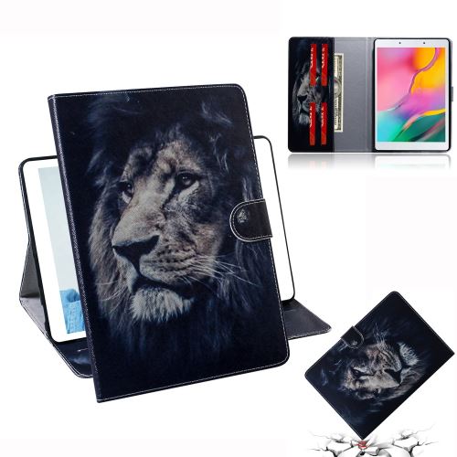 Coque en TPU + PU impression de modèle avec support Lion pour votre Samsung Galaxy Tab A 8 (2019) T290/T295