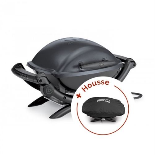 Pack Barbecue électrique Weber Q 1400 Gris Anthracite + Housse