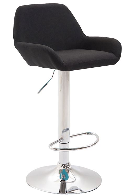 Tabouret de Bar Braga en Tissu- Hauteur réglable Pivotant- Piètement en Métal Chrome - Couleur d'assise Noir