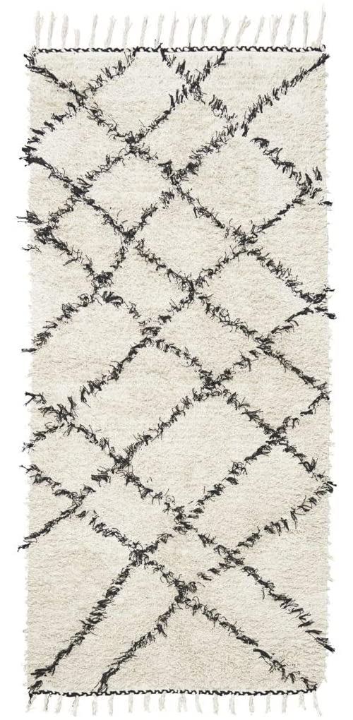House Doctor Riba Tapis Blanc/Noir 200 x 90 cm