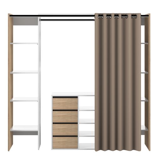 Dressing et meuble de rangement TOM - chêne naturel et blanc SYMBIOSIS