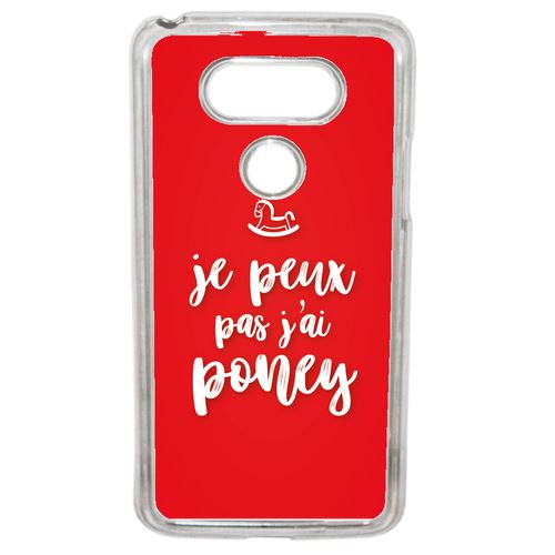 Coque Je Peux Pas Jai Poney Fond Rouge Compatible G5 Transparent