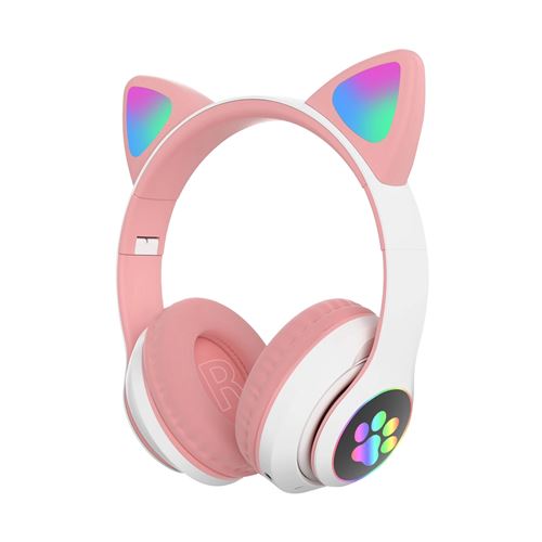 Non Communiqué Rose Écouteur Forme D'oreille De Chat Lumières Led Pliable Universel