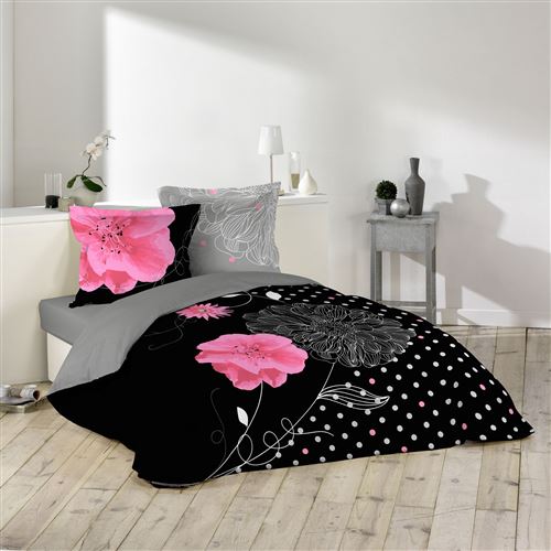 So parure 3 p. 240 x 220 cm imprime 42 fils dessin place eclat Noir