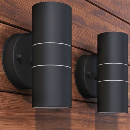 Vidaxl Noir Applique Murale Led D'extérieur - Acier Inoxydable - Haut Bas