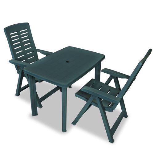 Vidaxl Vert Ensemble De Bistro 3 Pcs Plastique