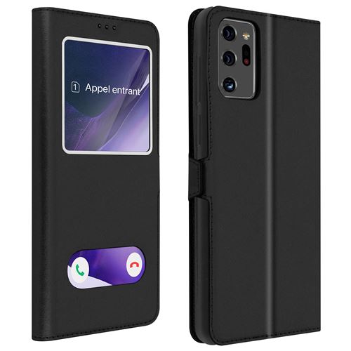 Avizar Housse pour Samsung Galaxy Note 20 Ultra Protection intégrale Double Fenêtre Support Vidéo Noir