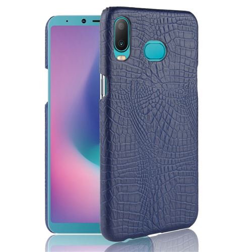 Etui en PU crocodile enduit rigide bleu foncé pour votre Samsung Galaxy A6s