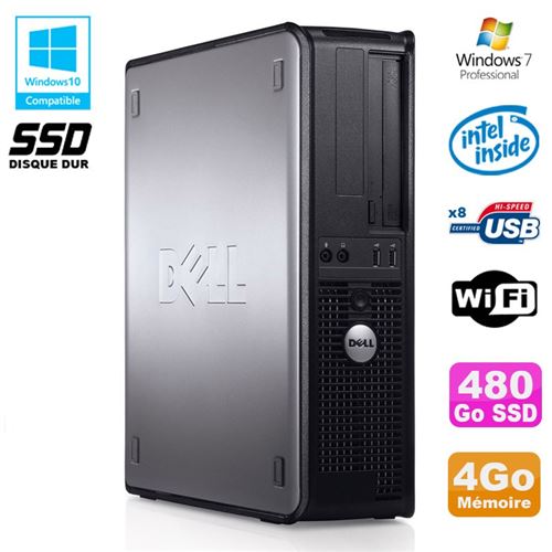 Pc dell optiplex 780 dt intel e5200 2,5ghz 4go 480go ssd wifi win 7 pro État correct - Dell reconditionné disponible sur Fnac