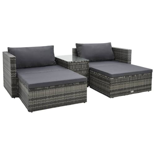 Vidaxl - Salon de jardin 5 pcs avec coussins R&eacute;sine tress&eacute;e Gris Gris