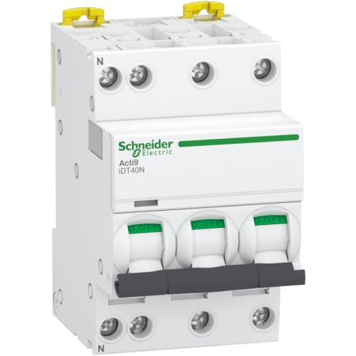 Schneider Acti9 Idt40n - Disjoncteur Modulaire - 3P+N C 6A 6000A/10Ka