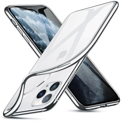 Coque pour Apple iPhone 11 PRO - Etui Gel TPU Silicone Transparent Contour Couleur Brillant ARGENT Protection Souple Ultra Mince Phonillico®