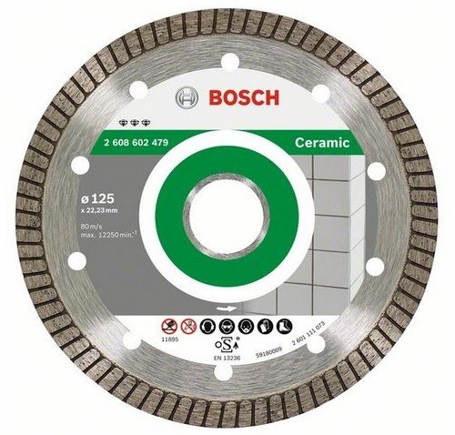 Disque à Tronçonner Diamanté Bosch D Turbo Spécial Céramique et Pierre 125X22.23 Mm - 2608602479