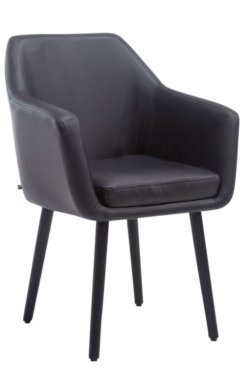 Chaise de salle à manger Utrecht Similicuir - Piètement en bois de chêne Noir - Siège Noir