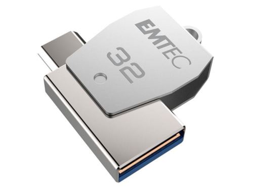 Clé USB 32Go EMTEC 2en1 Dual micro-USB T250 chromée
