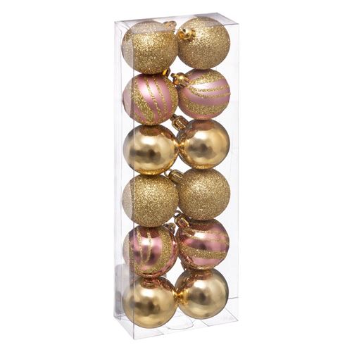 Féérie Lights & Christmas - Kit de décorations pour sapin de noël - 12 Pièces - Doré et rose - La maison des couleurs