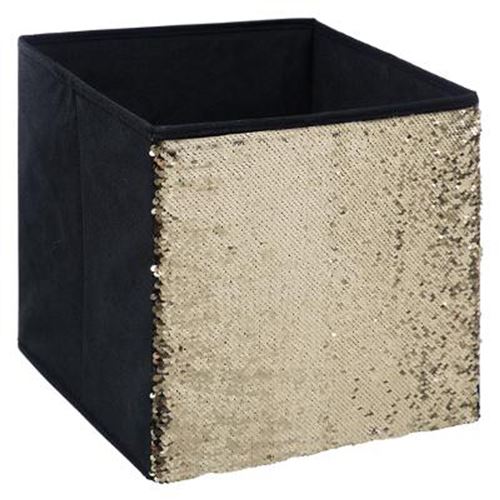 Boîte de Rangement Pliable Sequin Shine 31x31cm Noir