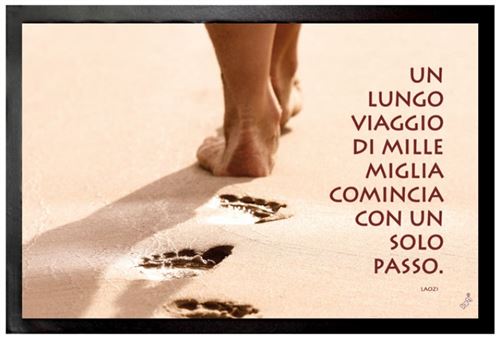 Motivation Paillasson Essuie-Pieds - Un Lungo Viaggio Di Mille Miglia Comincia Con Un Solo Passo (40x60 cm)