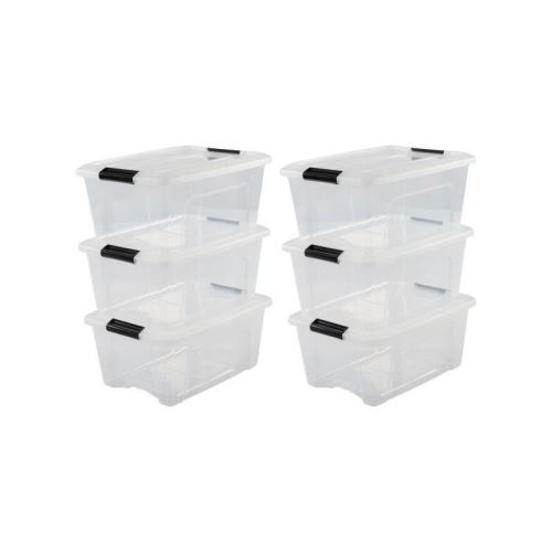 IRIS OHYAMA Lot de 6 boîtes de rangement empilables - Transparent - 30 L - 58 x 39,5 x 20,5 cm