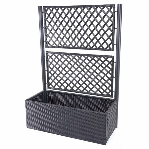 Jardinière avec treillis en polyrotin, HWC-D76, 142x100x43 cm ~ anthracite