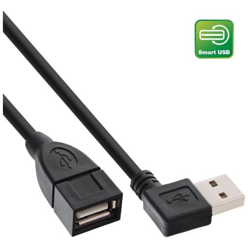 InLine® USB 2.0 Smart Cable coudé + réversible Type A mâle à femelle noir 1m