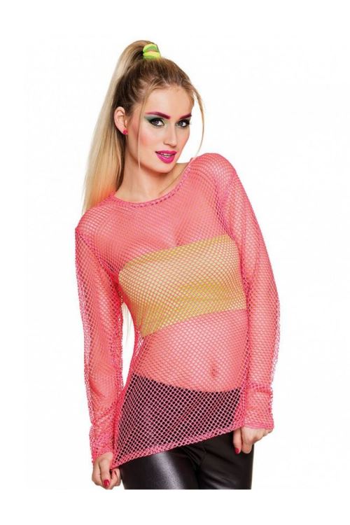 T-shirt Fluo Rose Années 80 Femme Taille Unique - Rose fluo - Taille Unique