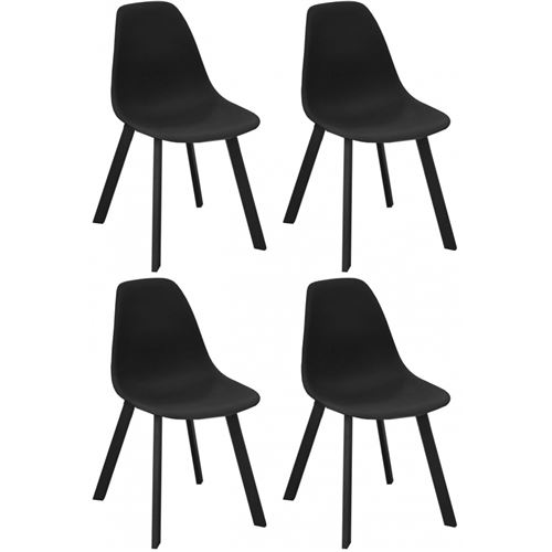 Proloisirs - Chaises d'extérieur aluminium et résine Jato (Lot de 4) noir