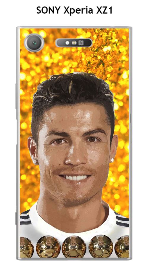 Coque TPU gel souple SONY Xperia XZ1 design Ronaldo fond orangé