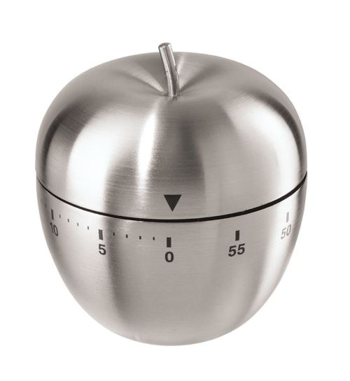 Minuteur Mécanique de Cuisine Pomme 60 Minutes - INOX - 7,1 X 6,3 cm