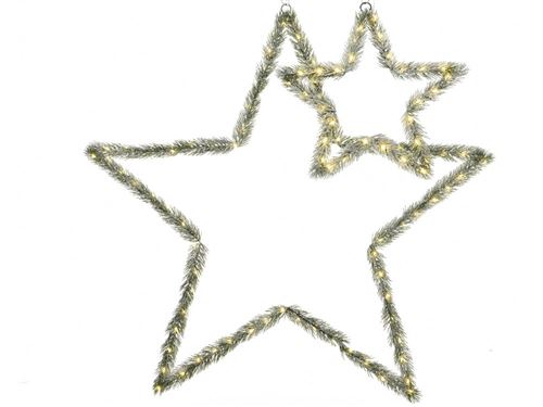 Set de 2 suspensions LED étoile en branche de sapin D.39/74cm CAMP