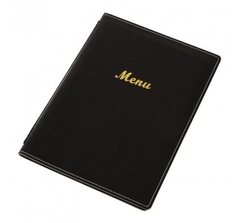 Porte-menus en simili cuir noir - Olympia - Format A4 -