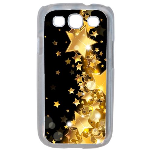 Coque Étoile D'or Sur Fond Noir Compatible Samsung S3 Transparent