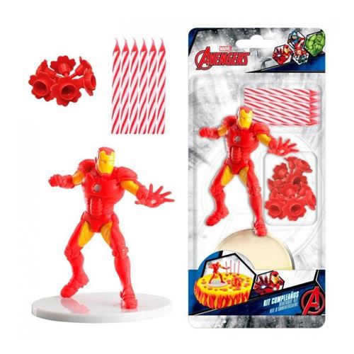 set pvc iron man + bougies anniversaire