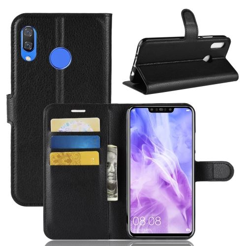 Huawei Nova 3 Housse Etui Cuir Pu Texture Litchi Noir Als89024