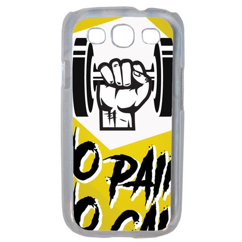 Coque No Pain No Gain Fond Jaune Compatible Samsung S3 Mini Transparent