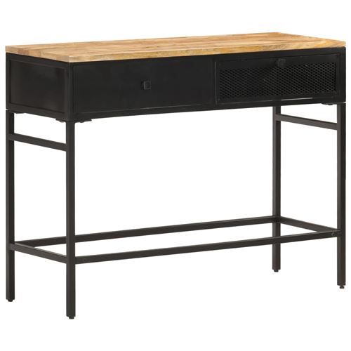 Buffet avec 2 tiroirs Bois de manguier massif brut 100x35x77 cm
