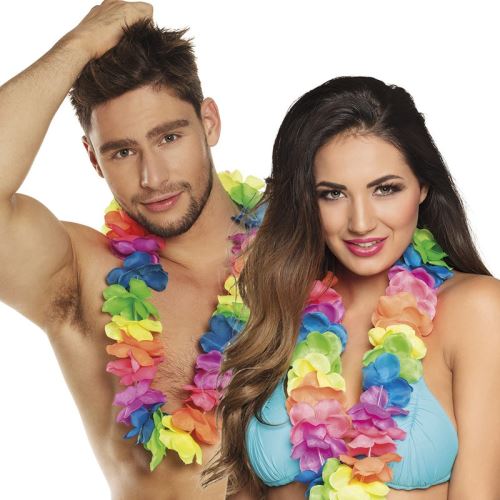 collier hawaïen multicolore luxe