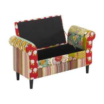 Banc Coffre Spania Tissu Patchwork Nuances Rouge Et Vert Achat Prix Fnac