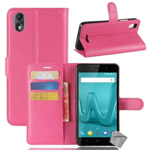Housse etui coque pochette portefeuille pour Wiko Lenny 4 Plus avec verre trempe - ROSE