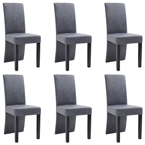 vidaXL Eetkamerstoelen 6 st kunstsuède grijs