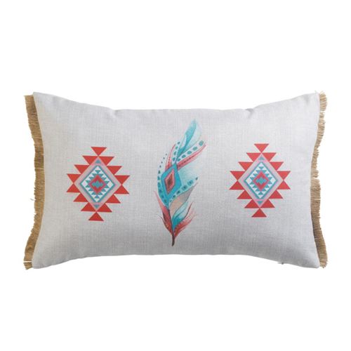 Douceur D'intérieur Imprimé Coussin À Franges "Ayanna" 30X50cm Gris Clair